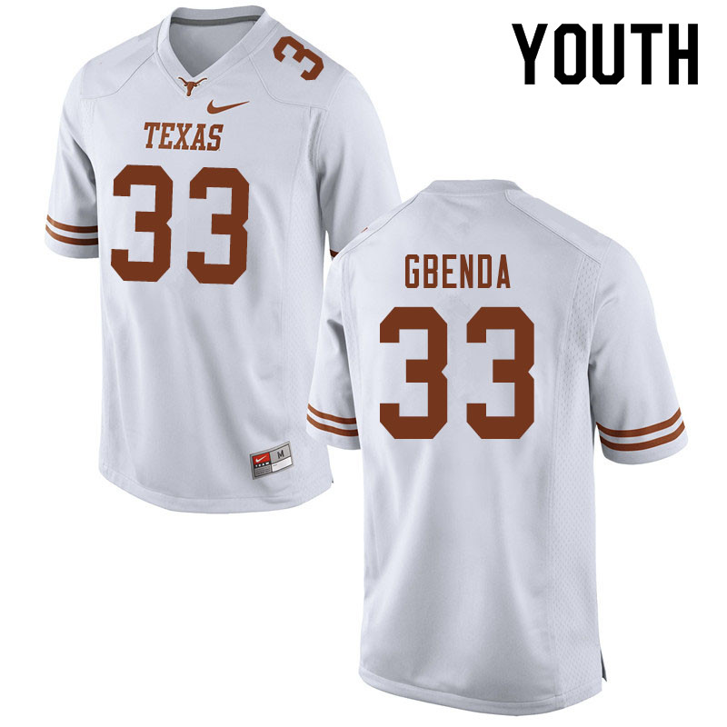 Youth #33 David Gbenda Texas Longhorns College Football Jerseys Sale-White